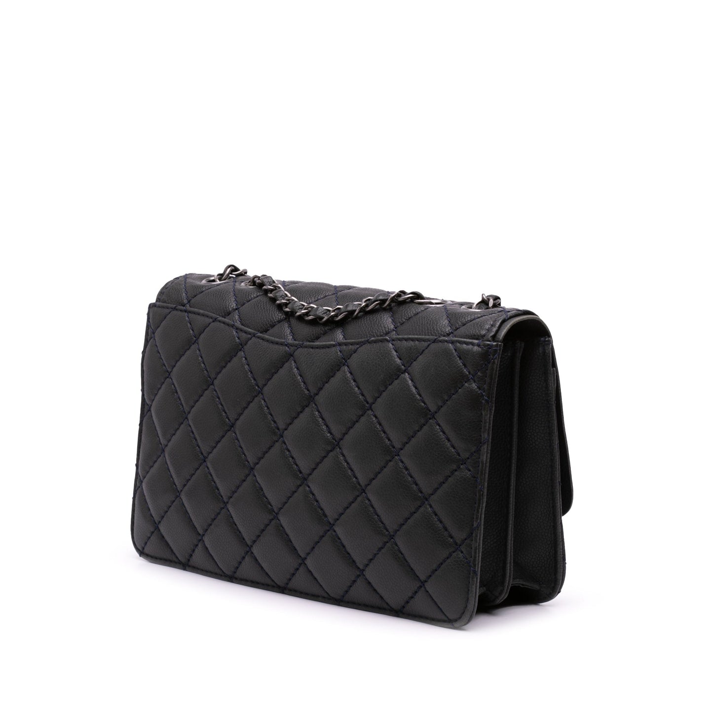 Chanel CC Quilted Caviar Single Flap Black