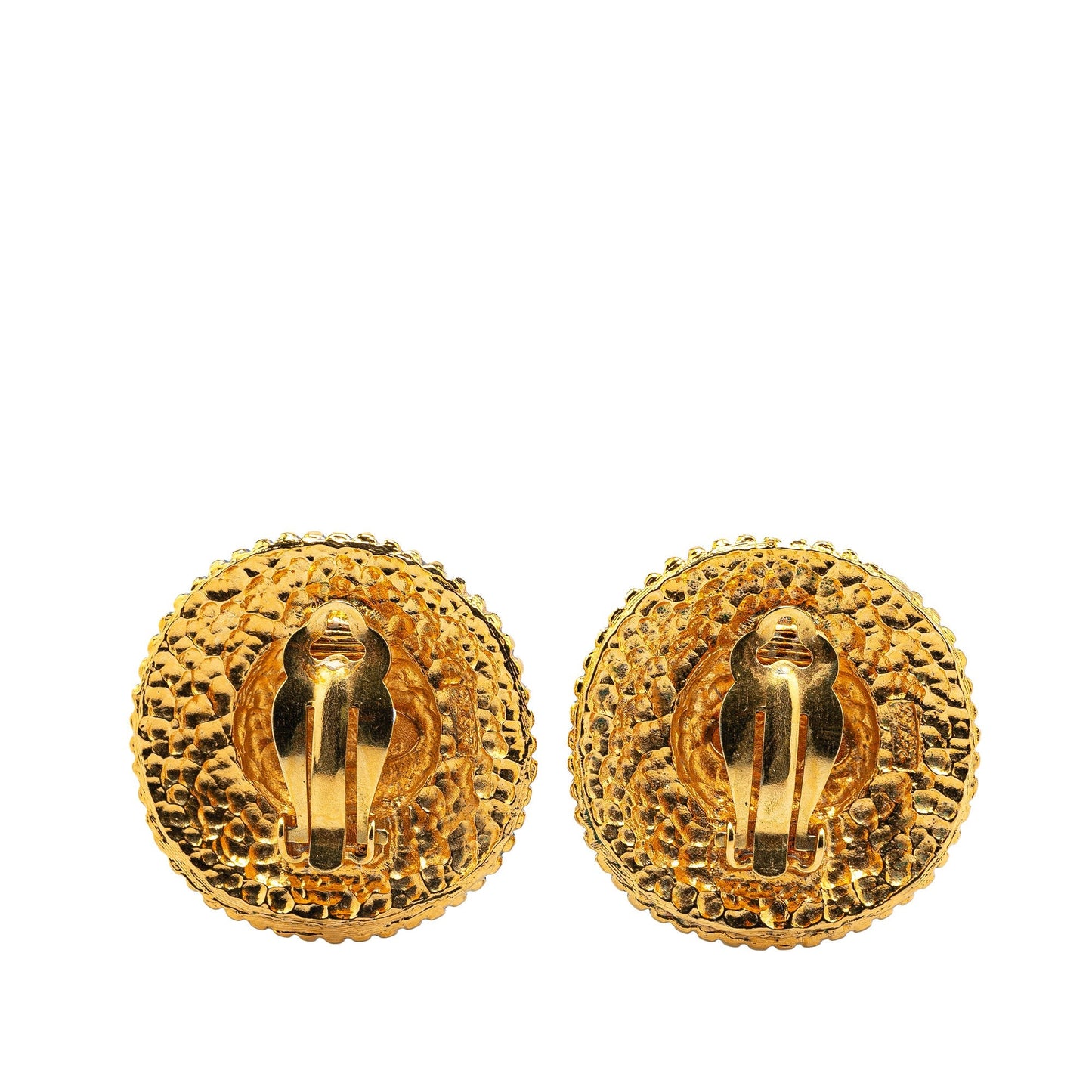 Chanel Gold Plated CC Round Clip on Earrings Gold