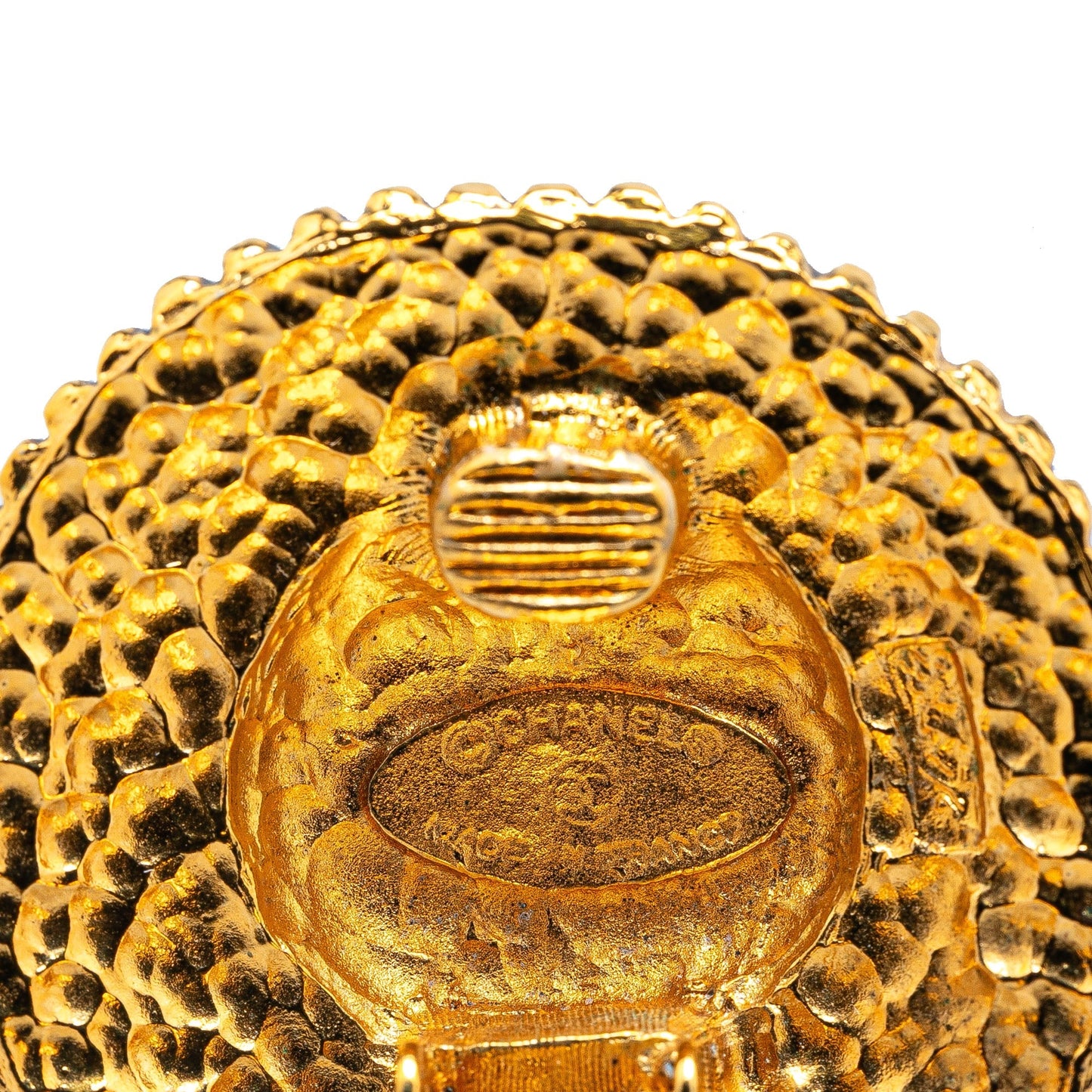 Chanel Gold Plated CC Round Clip on Earrings Gold