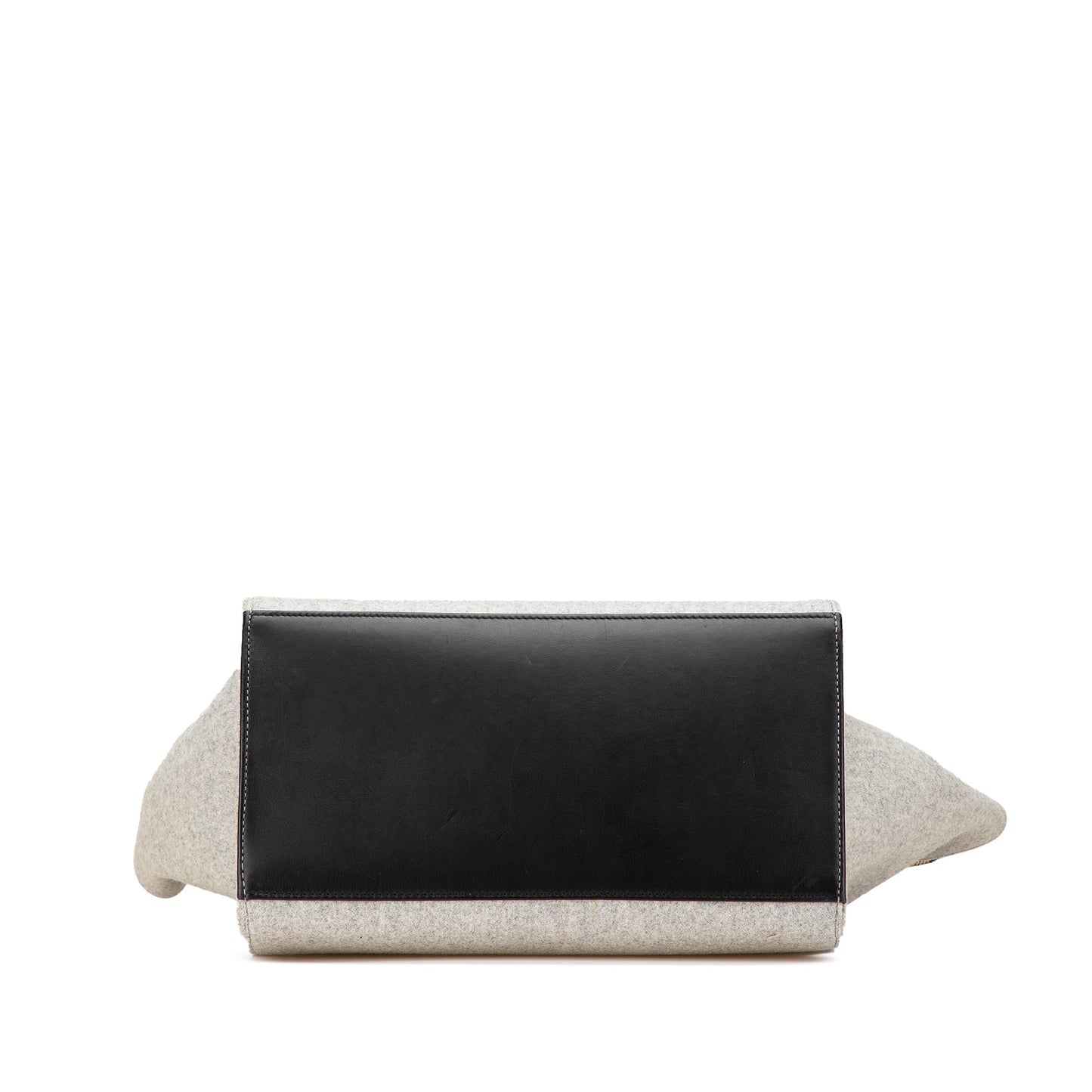 Celine Medium Wool and Calfskin Bicolor Trapeze Satchel Gray