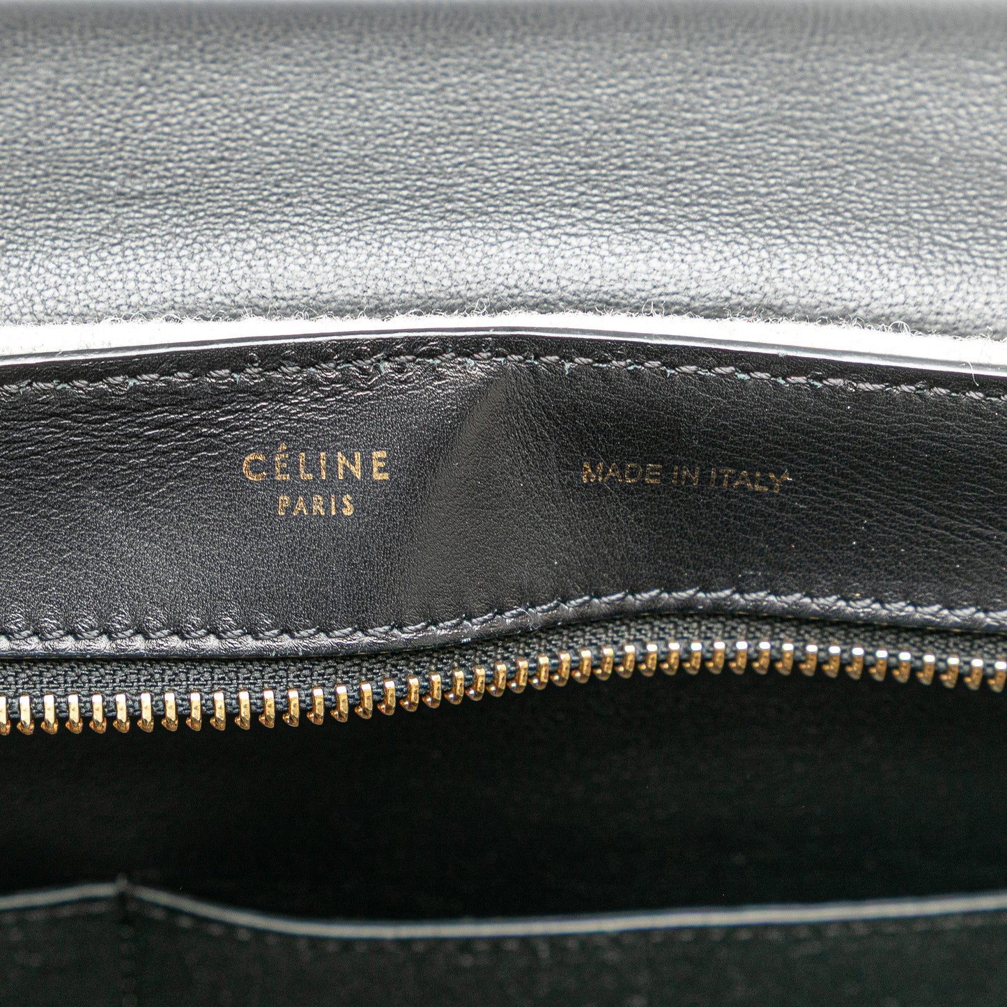 Celine Medium Wool and Calfskin Bicolor Trapeze Satchel Gray