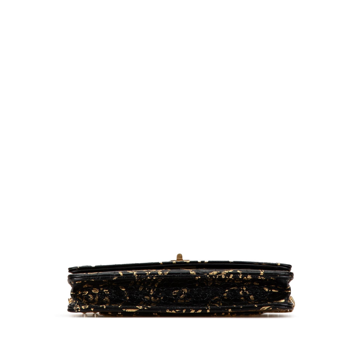 Chanel Calfskin Crocodile Embossed Graffiti 2.55 Cocodile Reissue Wallet On Chain Black