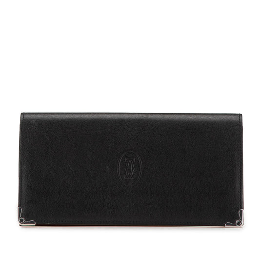 Cartier Leather Must De Cartier Long Wallet Black