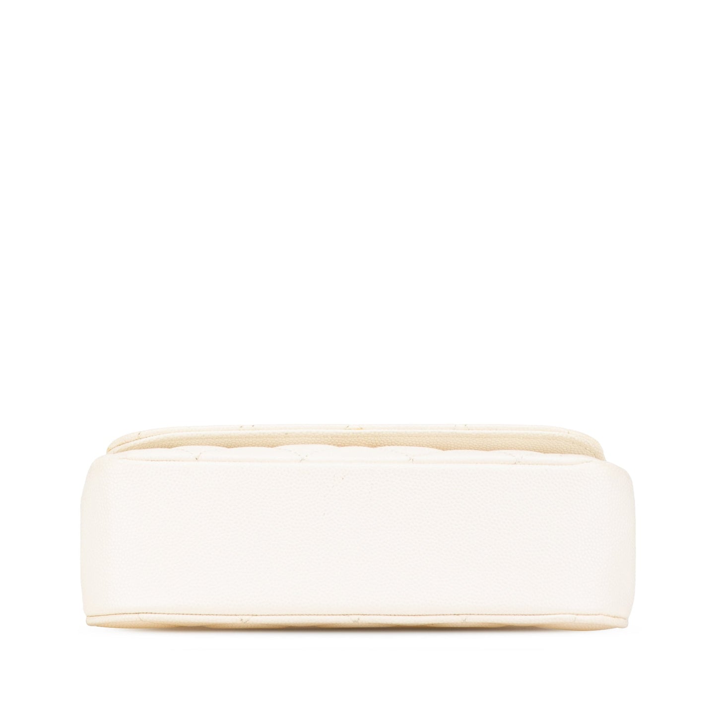 Chanel Quilted Caviar Frame Flap Clutch with Chain White