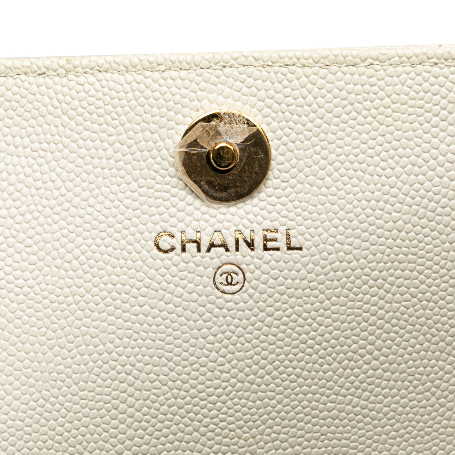 Chanel Quilted Caviar Frame Flap Clutch with Chain White