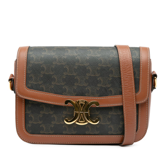 Celine Classique Coated Canvas Triomphe Crossbody Brown