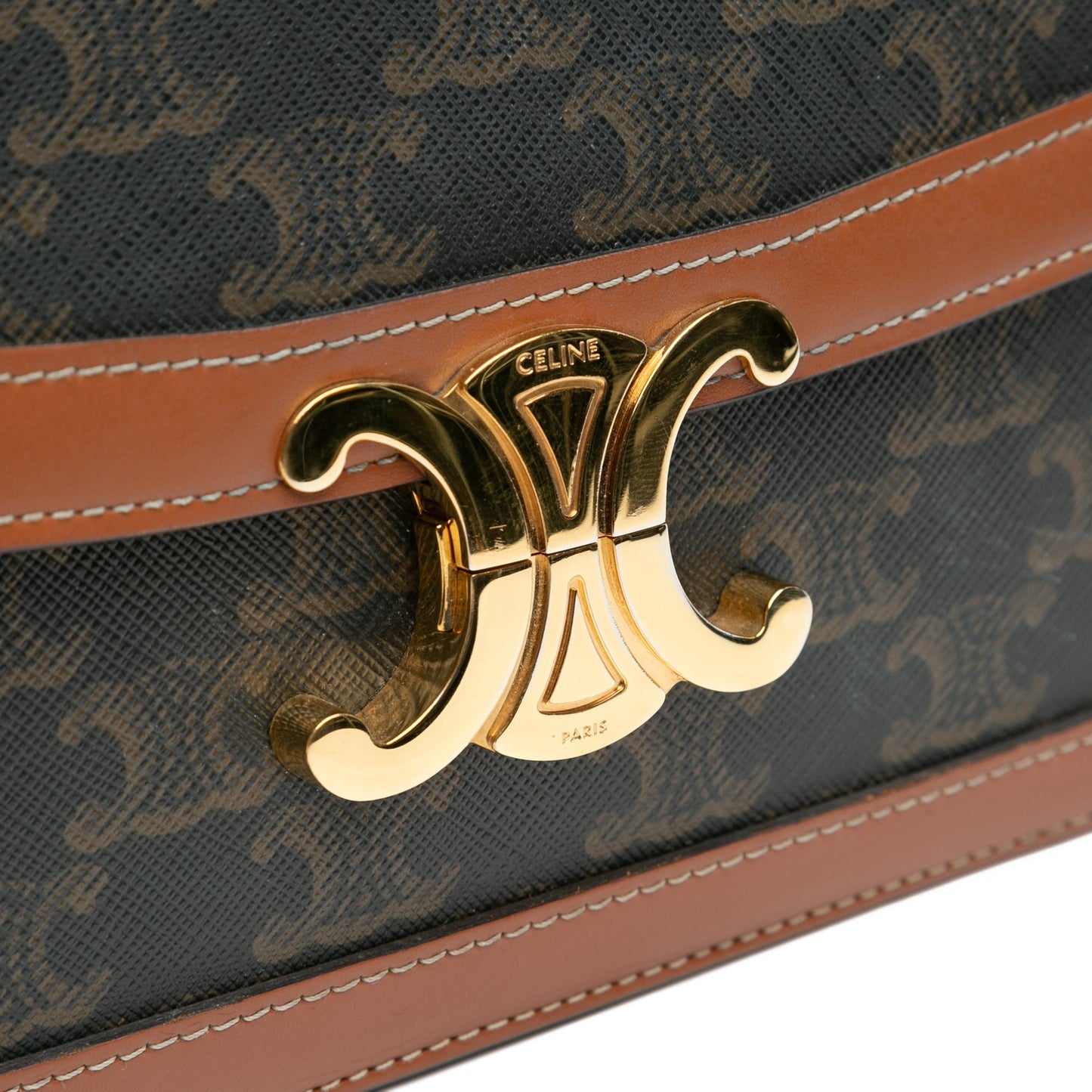 Celine Classique Coated Canvas Triomphe Crossbody Brown