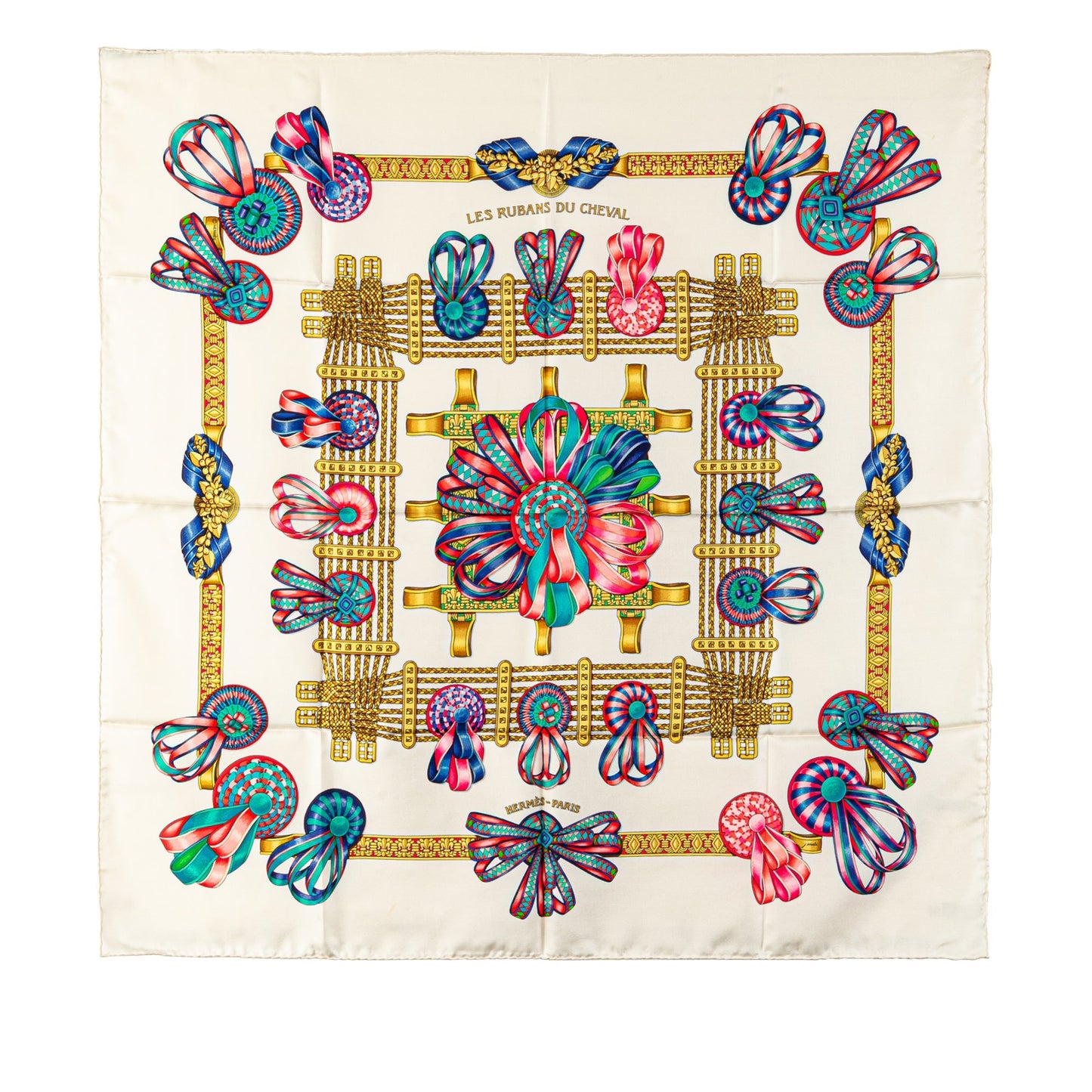 Sattars Les Rubans du Cheval Silk Scarf White