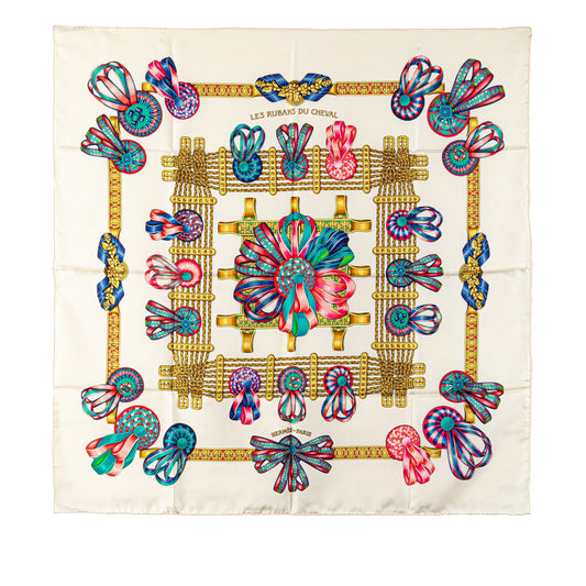 Sattars Les Rubans du Cheval Silk Scarf White