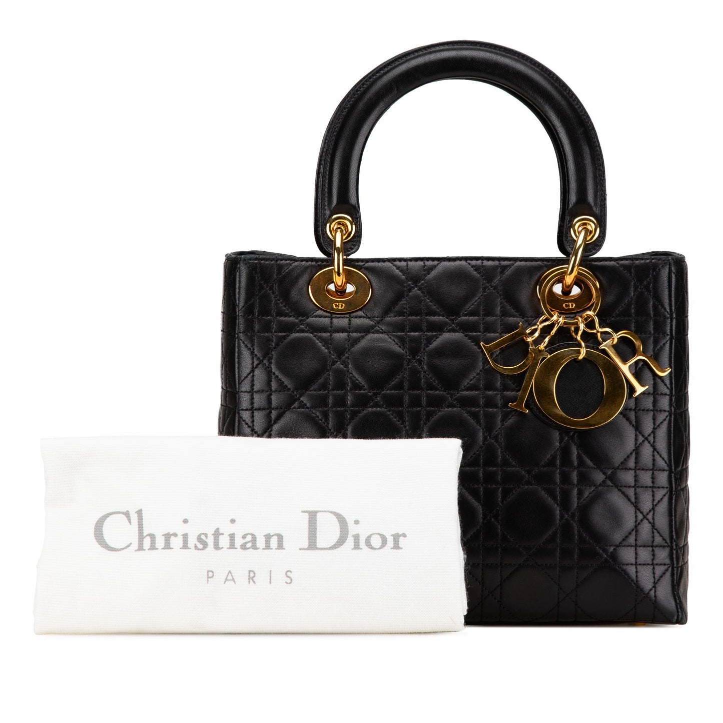 Dior Medium Lambskin Cannage Lady Dior Black