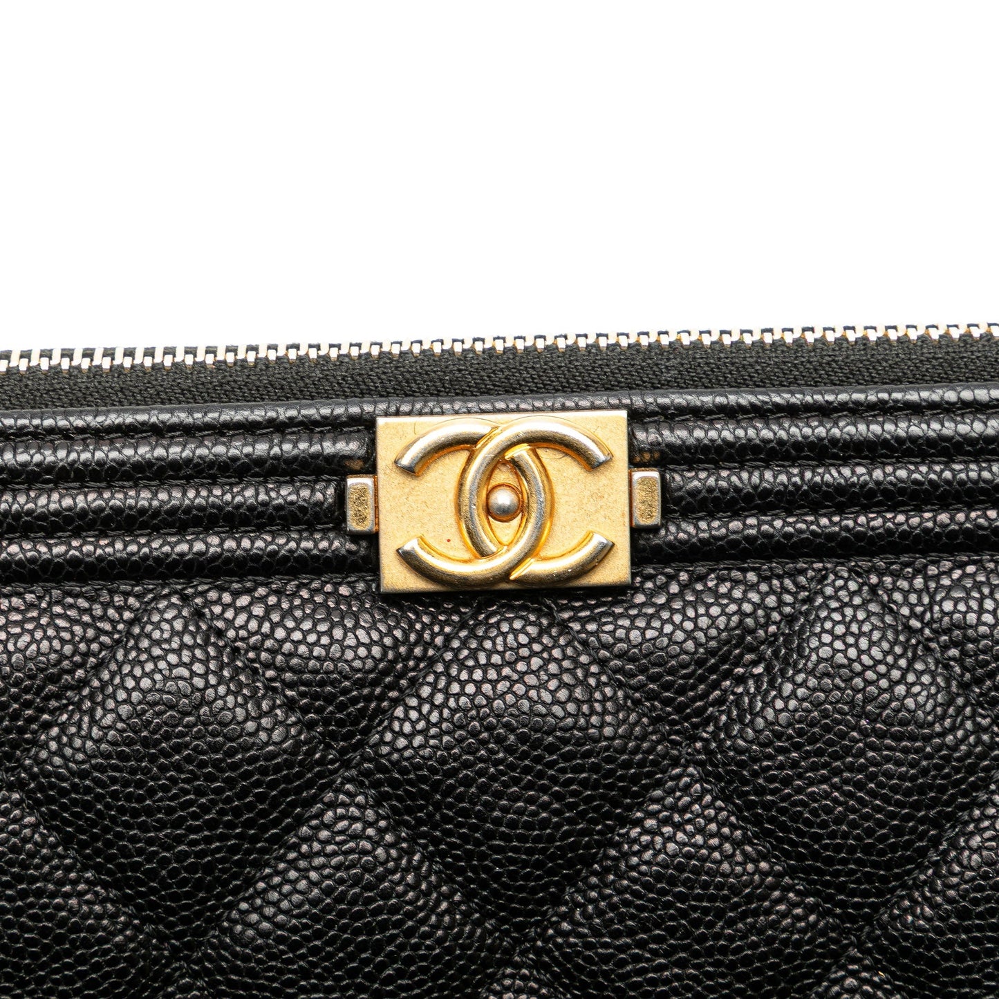 Chanel Medium Quilted Caviar Boy O Case Clutch Black