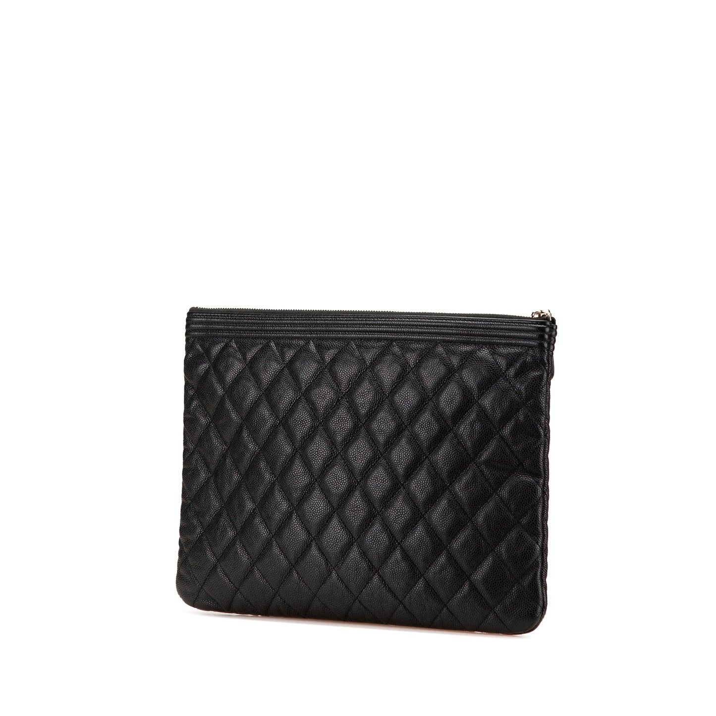 Chanel Medium Quilted Caviar Boy O Case Clutch Black