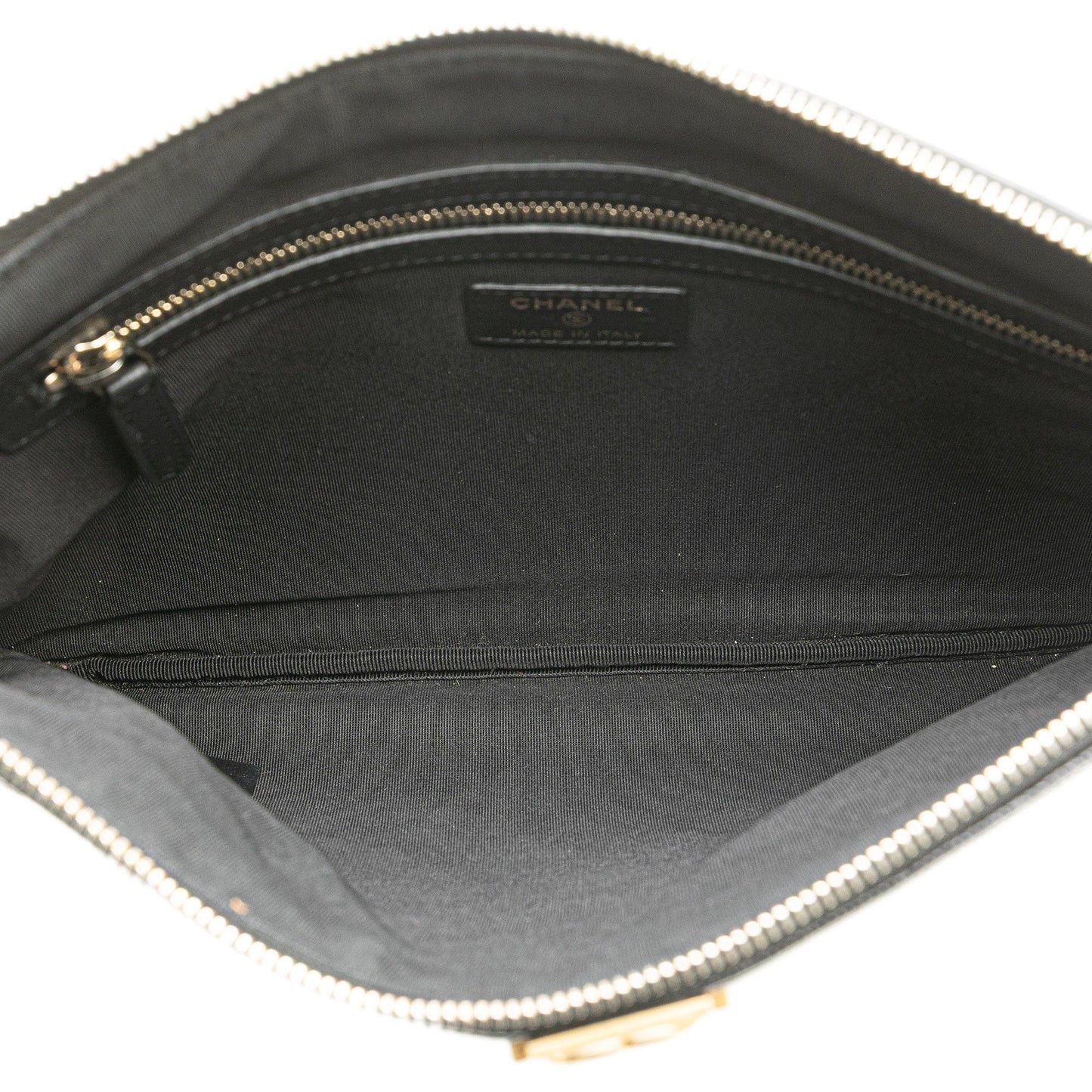 Chanel Medium Quilted Caviar Boy O Case Clutch Black