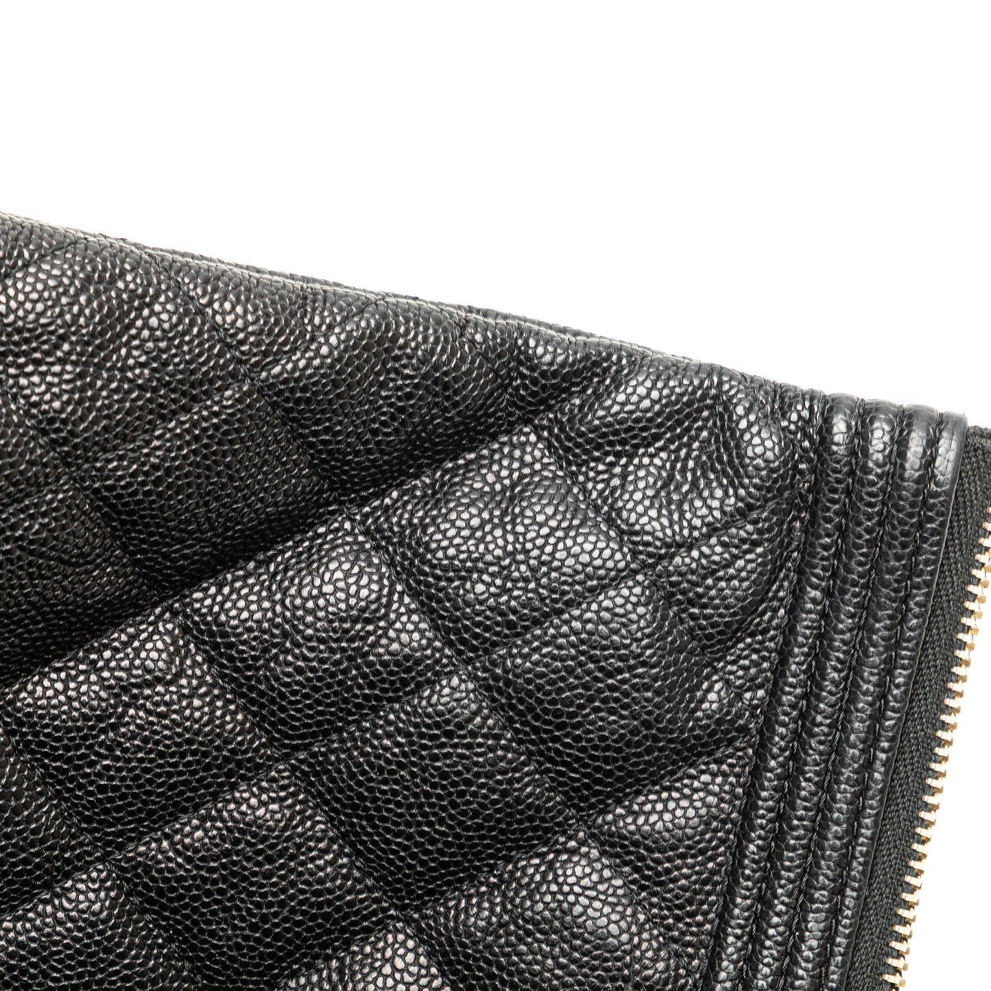 Chanel Medium Quilted Caviar Boy O Case Clutch Black