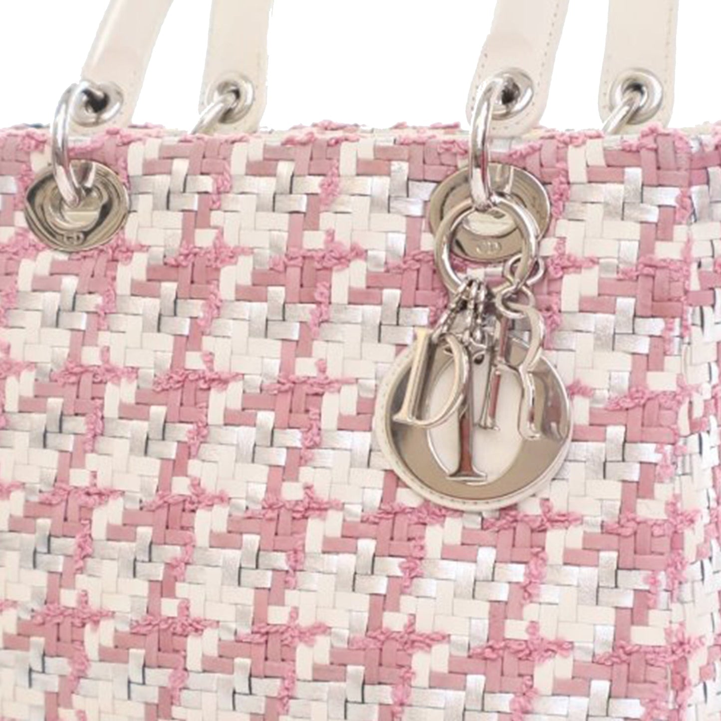 Dior Medium Lambskin And Tweed Lady Dior Pink