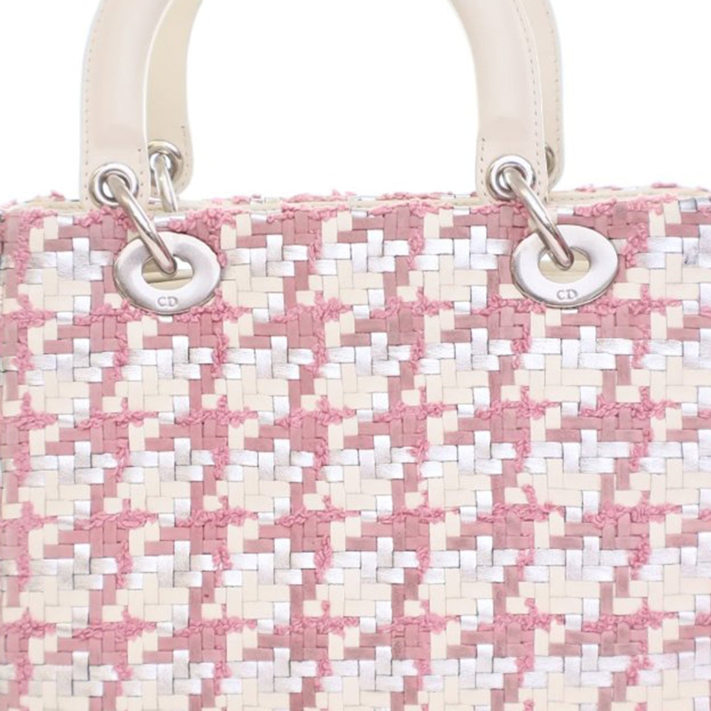 Dior Medium Lambskin And Tweed Lady Dior Pink