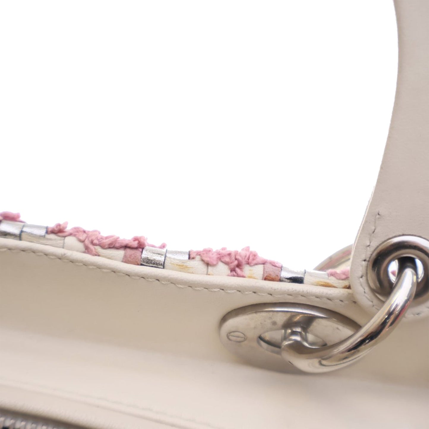 Dior Medium Lambskin And Tweed Lady Dior Pink
