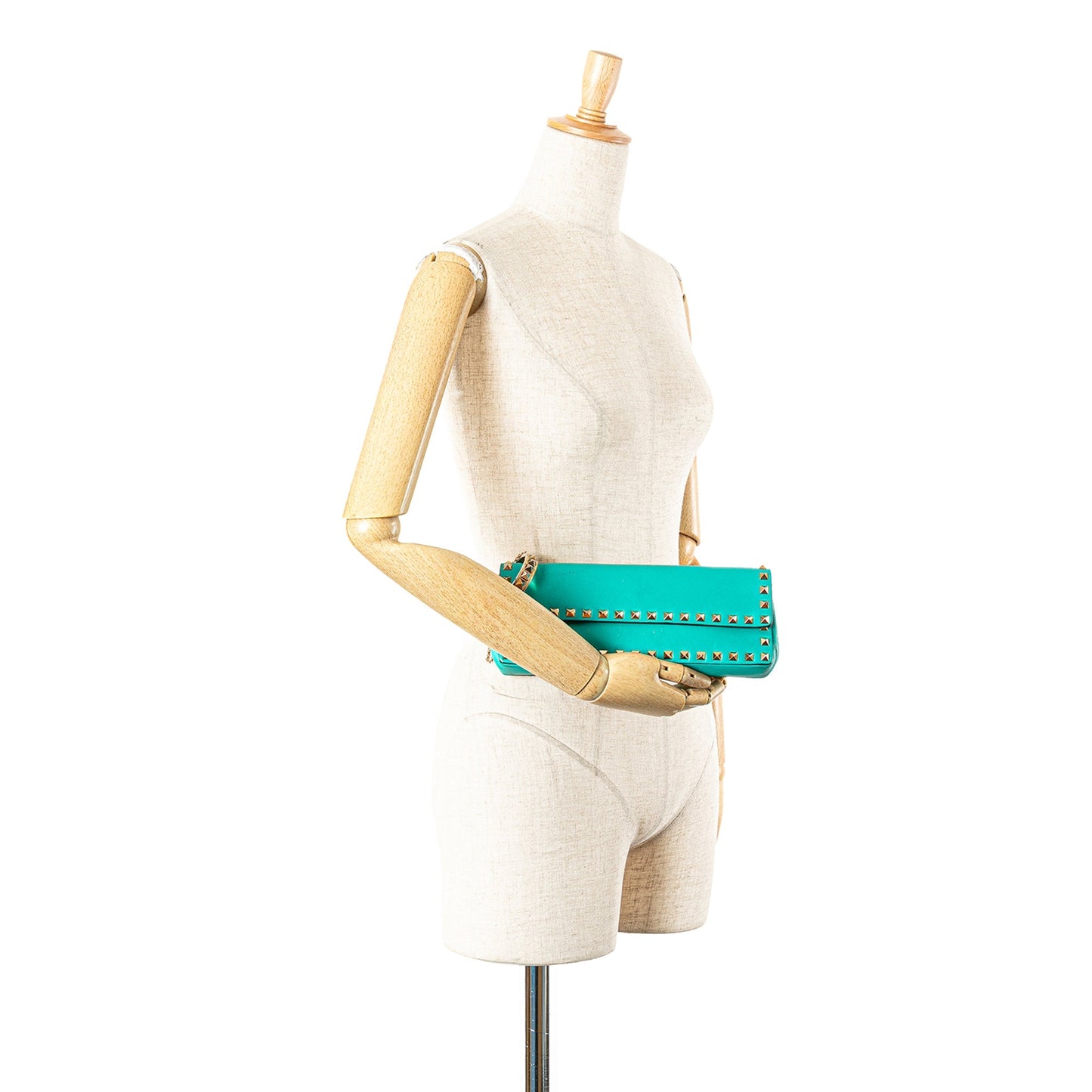 Valentino Nappa Rockstud Bangle Clutch Blue