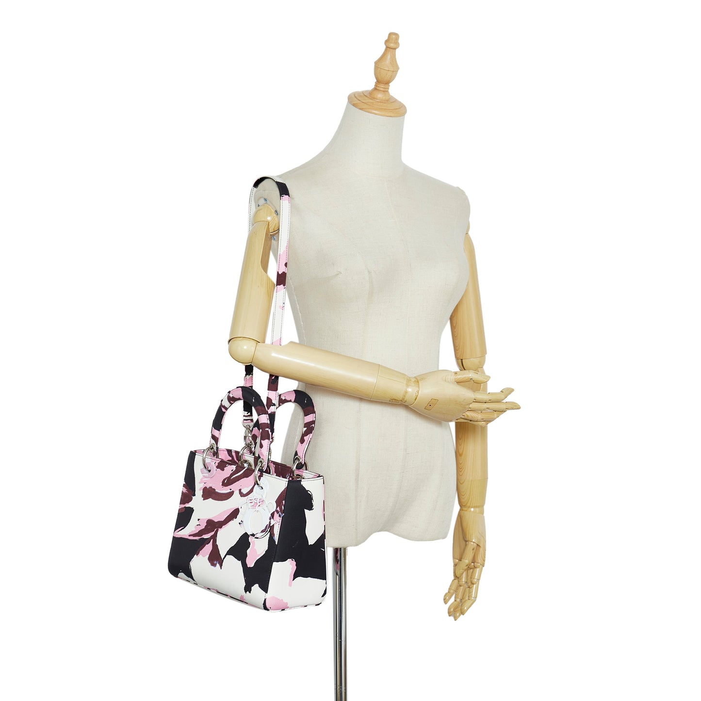 Dior Medium Canvas Floral Graffiti Lady Dior White
