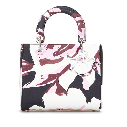 Dior Medium Canvas Floral Graffiti Lady Dior White