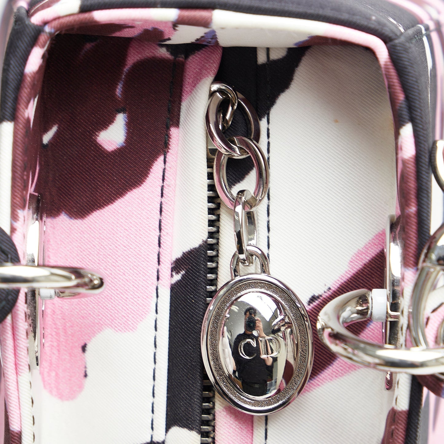 Dior Medium Canvas Floral Graffiti Lady Dior White
