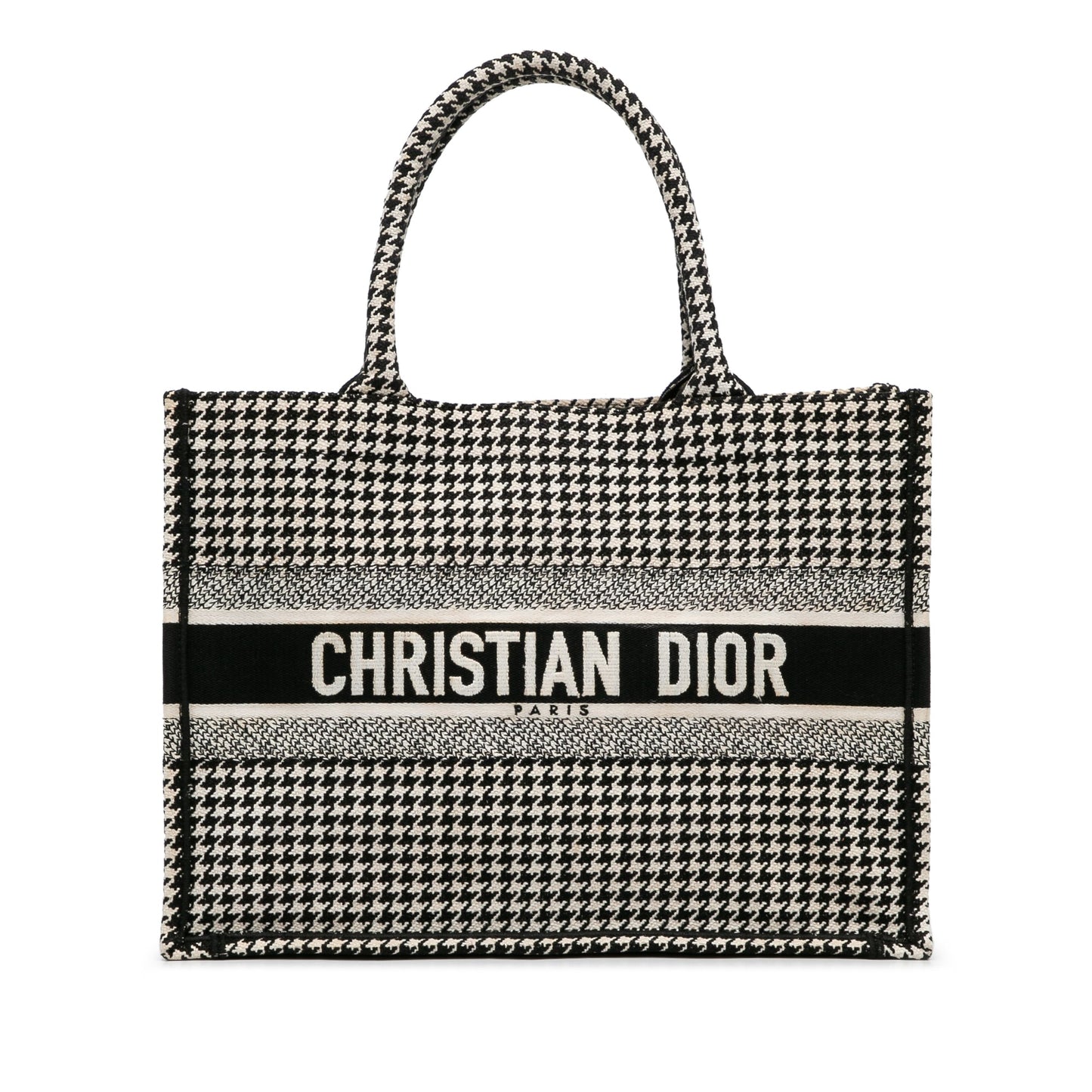 Dior Medium Houndstooth Book Tote Black