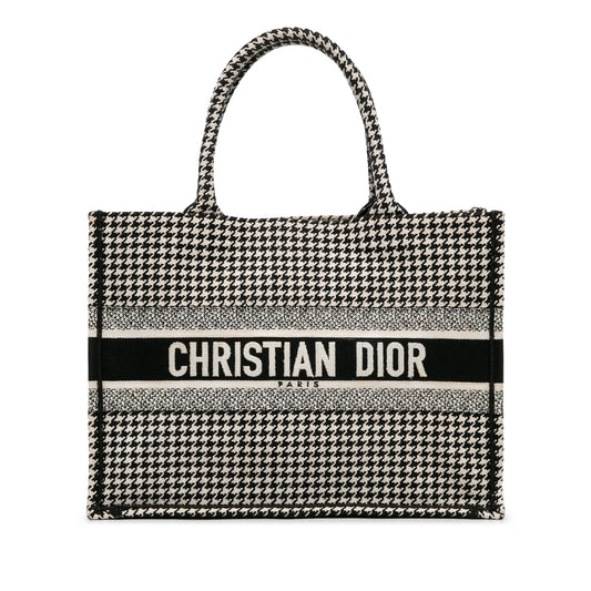 Dior Medium Houndstooth Book Tote Black