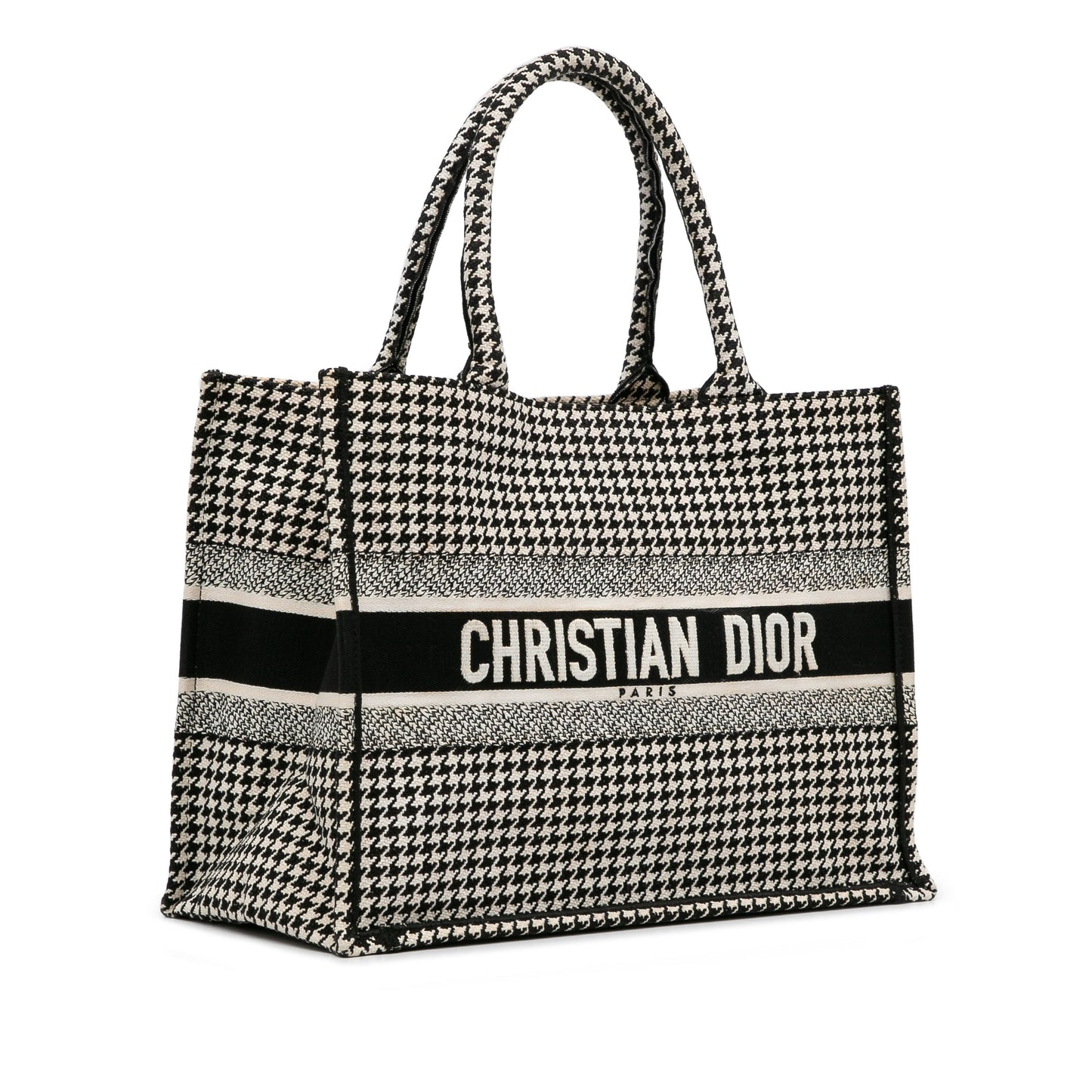 Dior Medium Houndstooth Book Tote Black