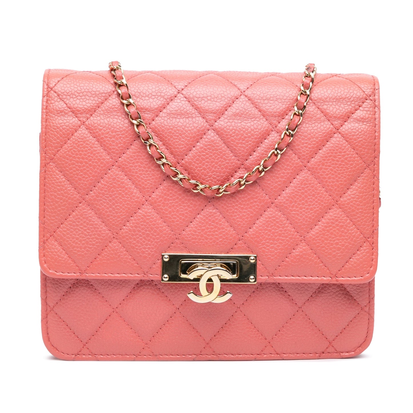 Chanel Quilted Caviar Golden Class Wallet On Chain Pink