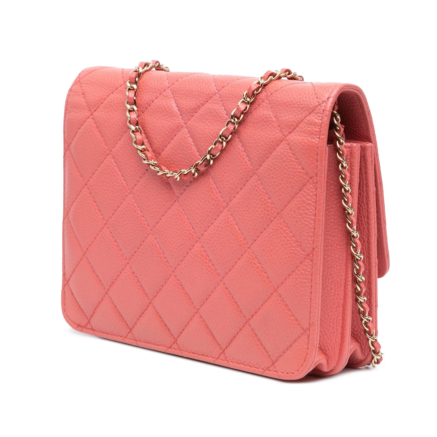Chanel Quilted Caviar Golden Class Wallet On Chain Pink