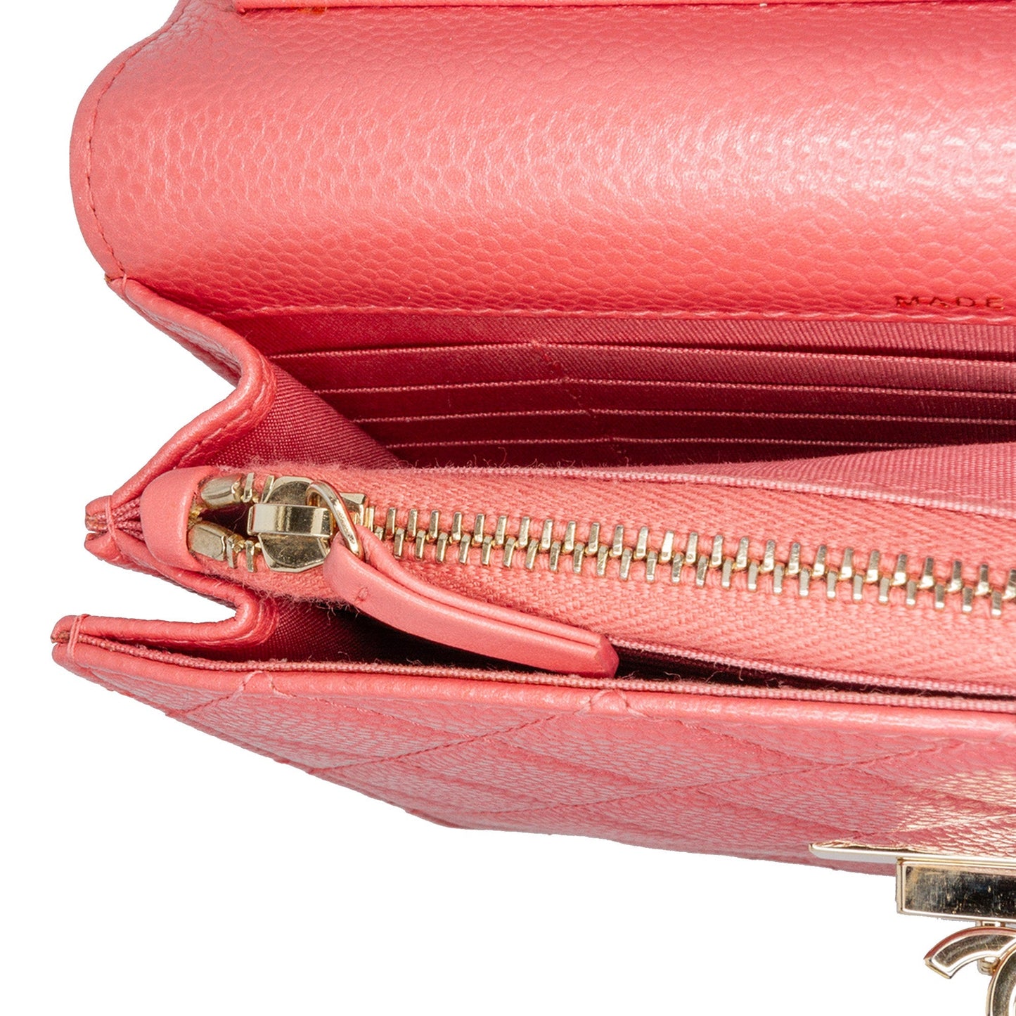 Chanel Quilted Caviar Golden Class Wallet On Chain Pink