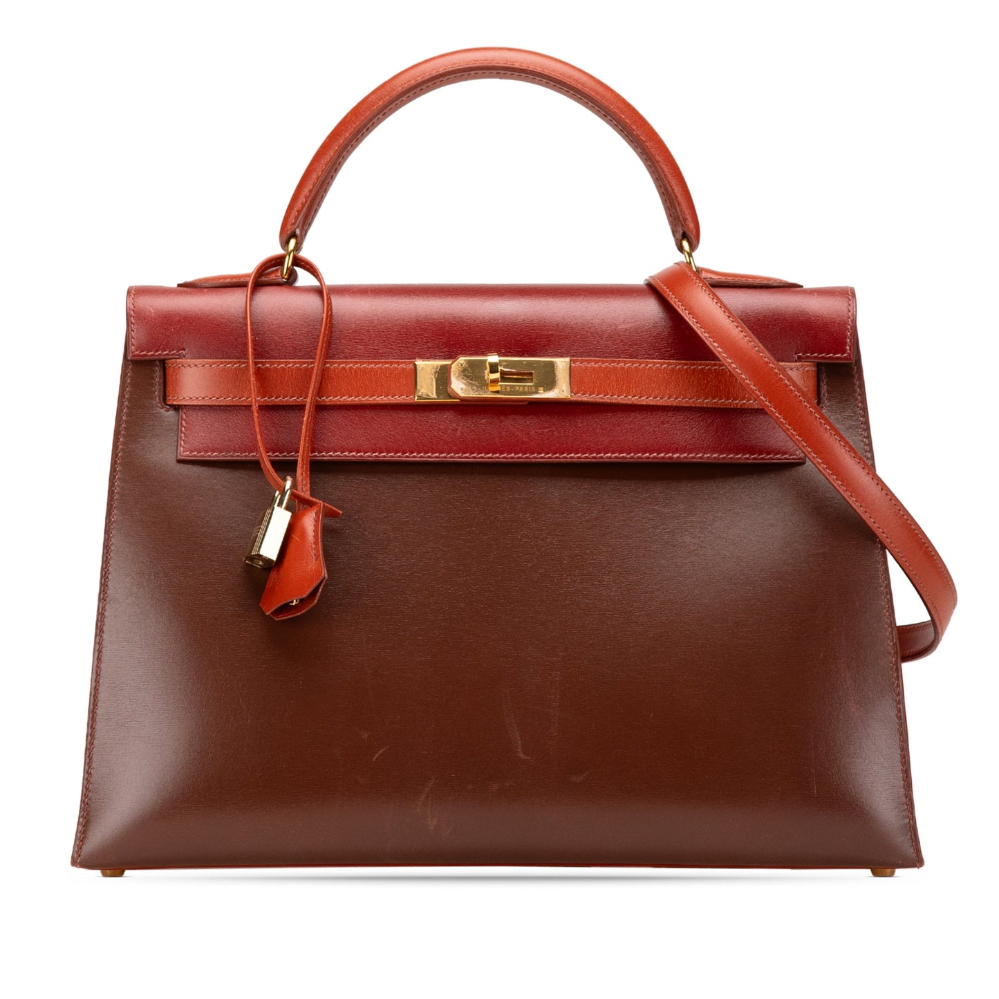 Hermès Tricolor Box Calf Kelly Sellier 32 Brown
