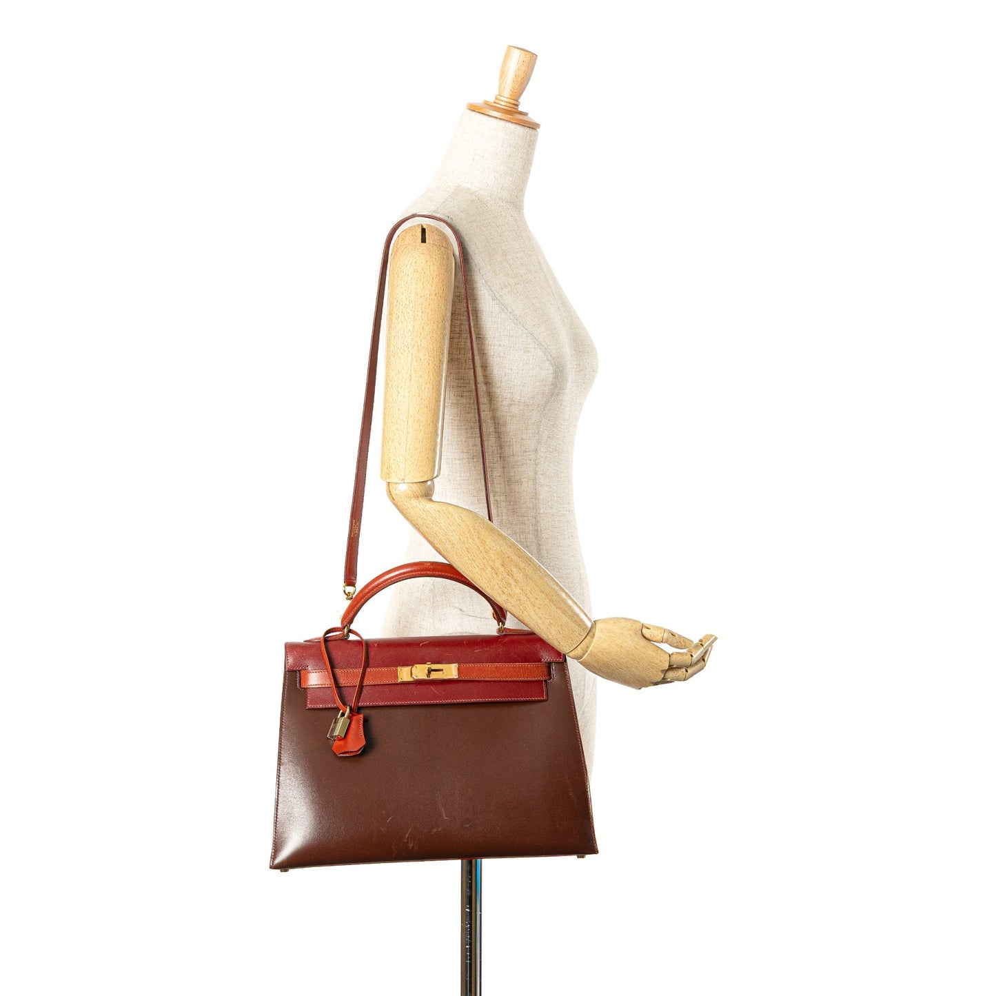 Hermès Tricolor Box Calf Kelly Sellier 32 Brown