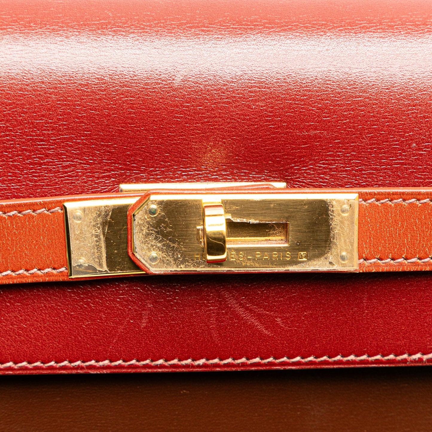 Hermès Tricolor Box Calf Kelly Sellier 32 Brown