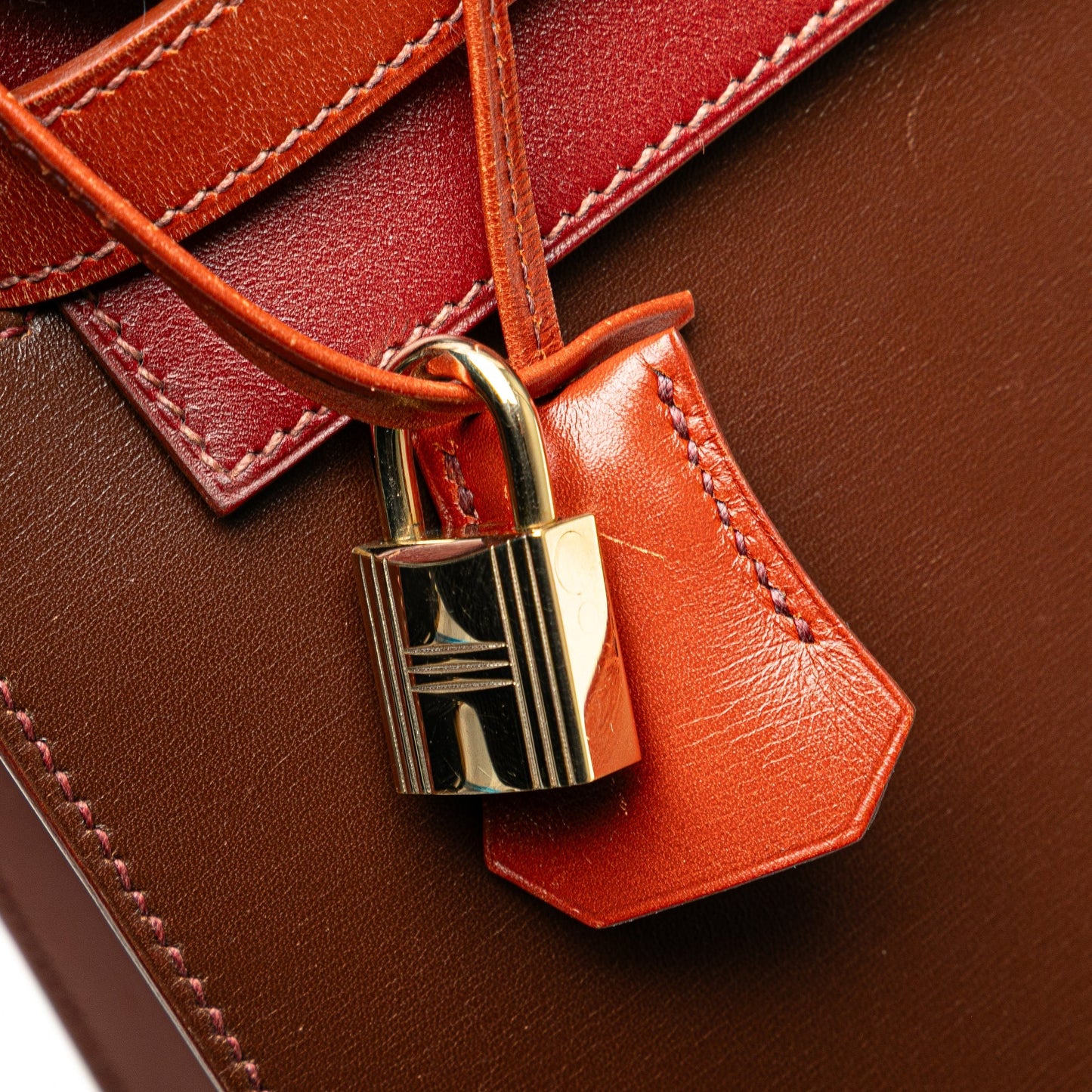 Hermès Tricolor Box Calf Kelly Sellier 32 Brown