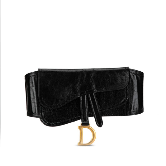 Dior Crinkled Lambskin Saddle Belt Bag Black