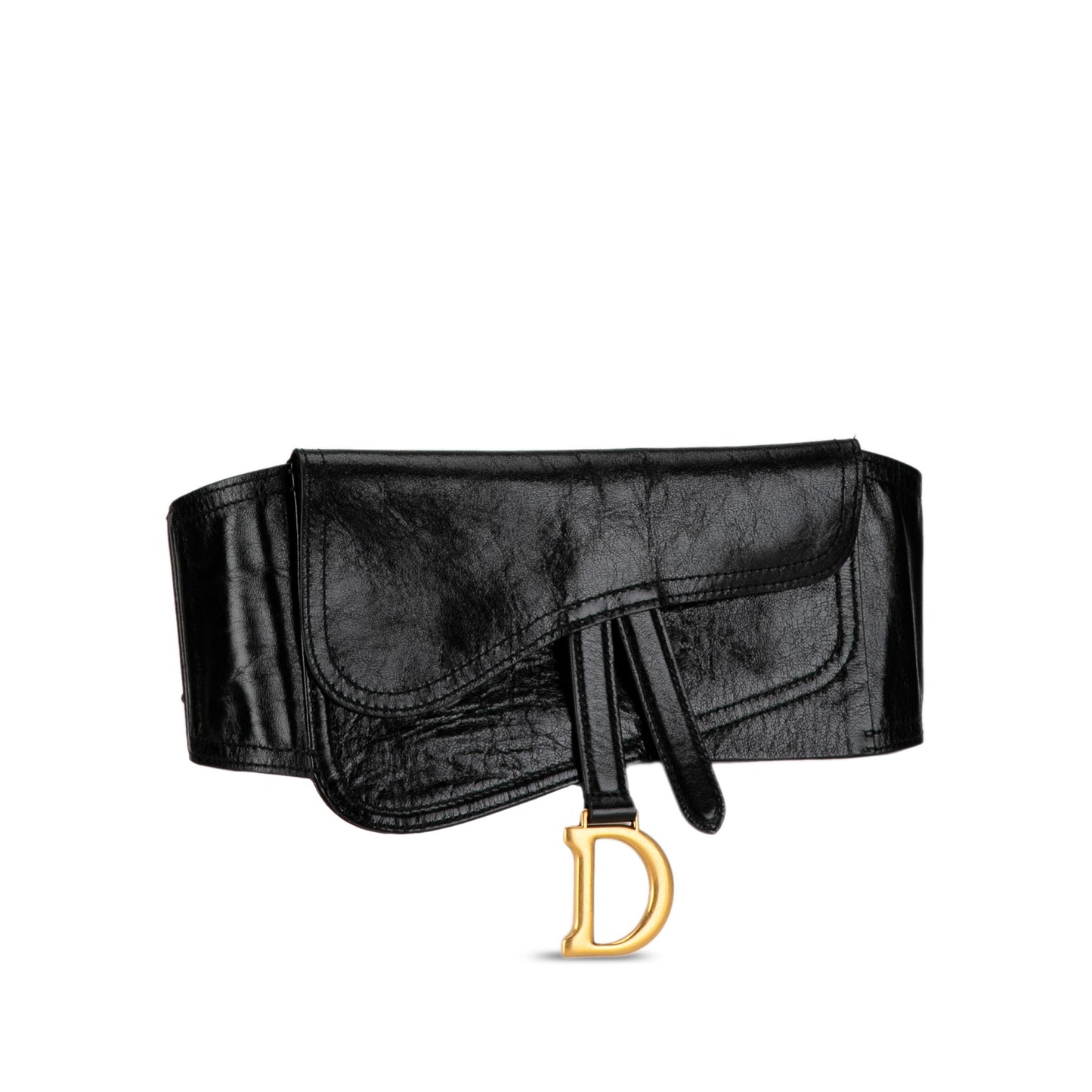 Dior Crinkled Lambskin Saddle Belt Bag Black