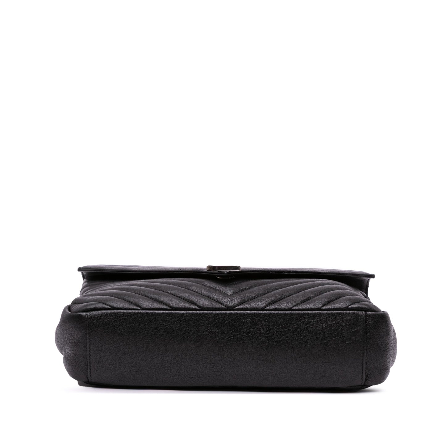 Saint Laurent Large Sheepskin Chevron Monogram Monochrome College Bag Black