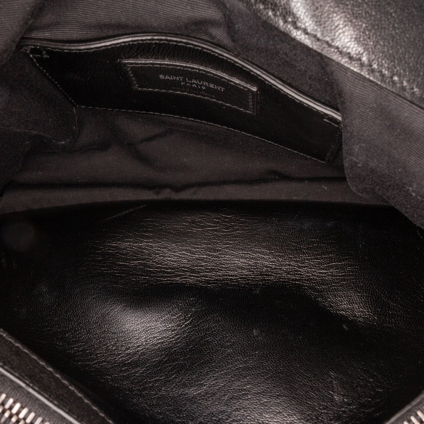 Saint Laurent Large Sheepskin Chevron Monogram Monochrome College Bag Black