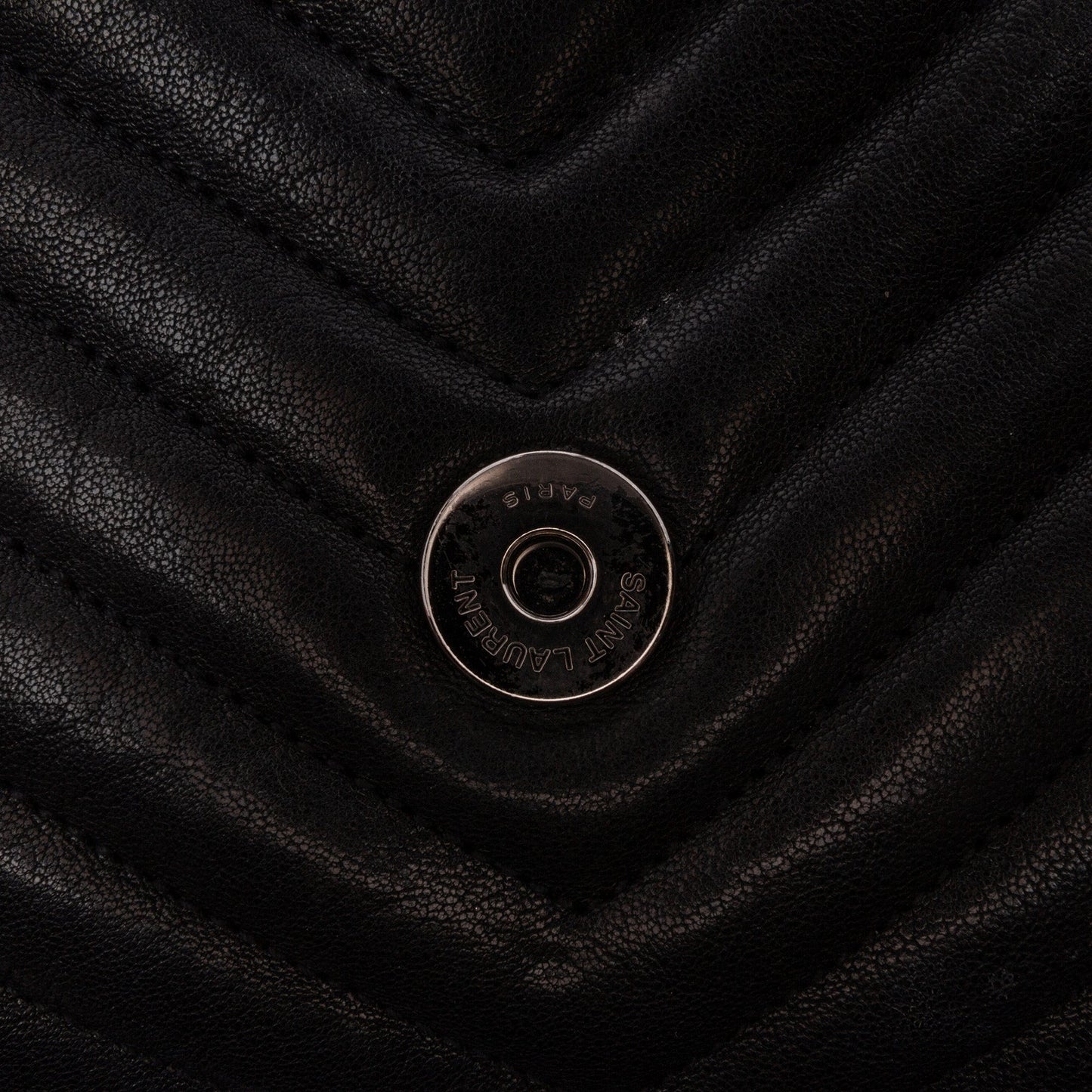 Saint Laurent Large Sheepskin Chevron Monogram Monochrome College Bag Black