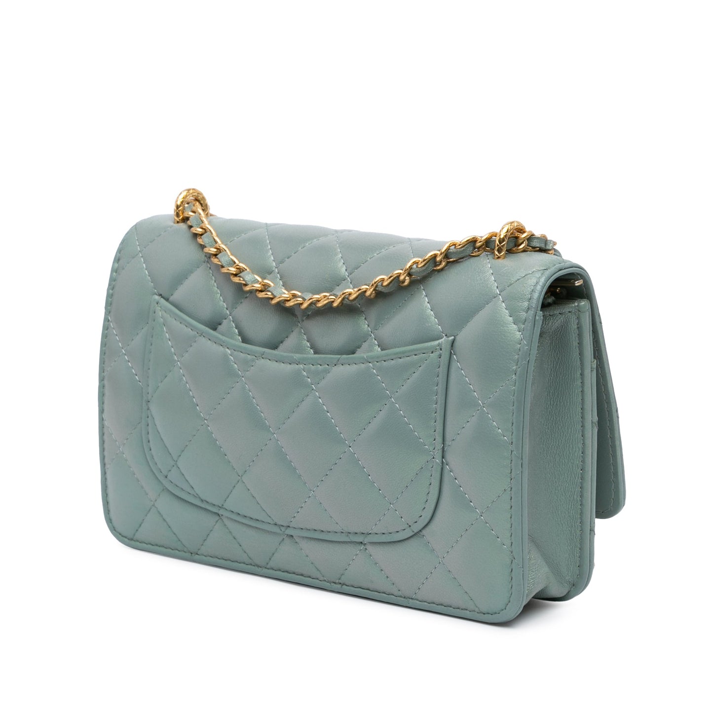 Chanel Lambskin Trendy CC Wallet On Chain Blue