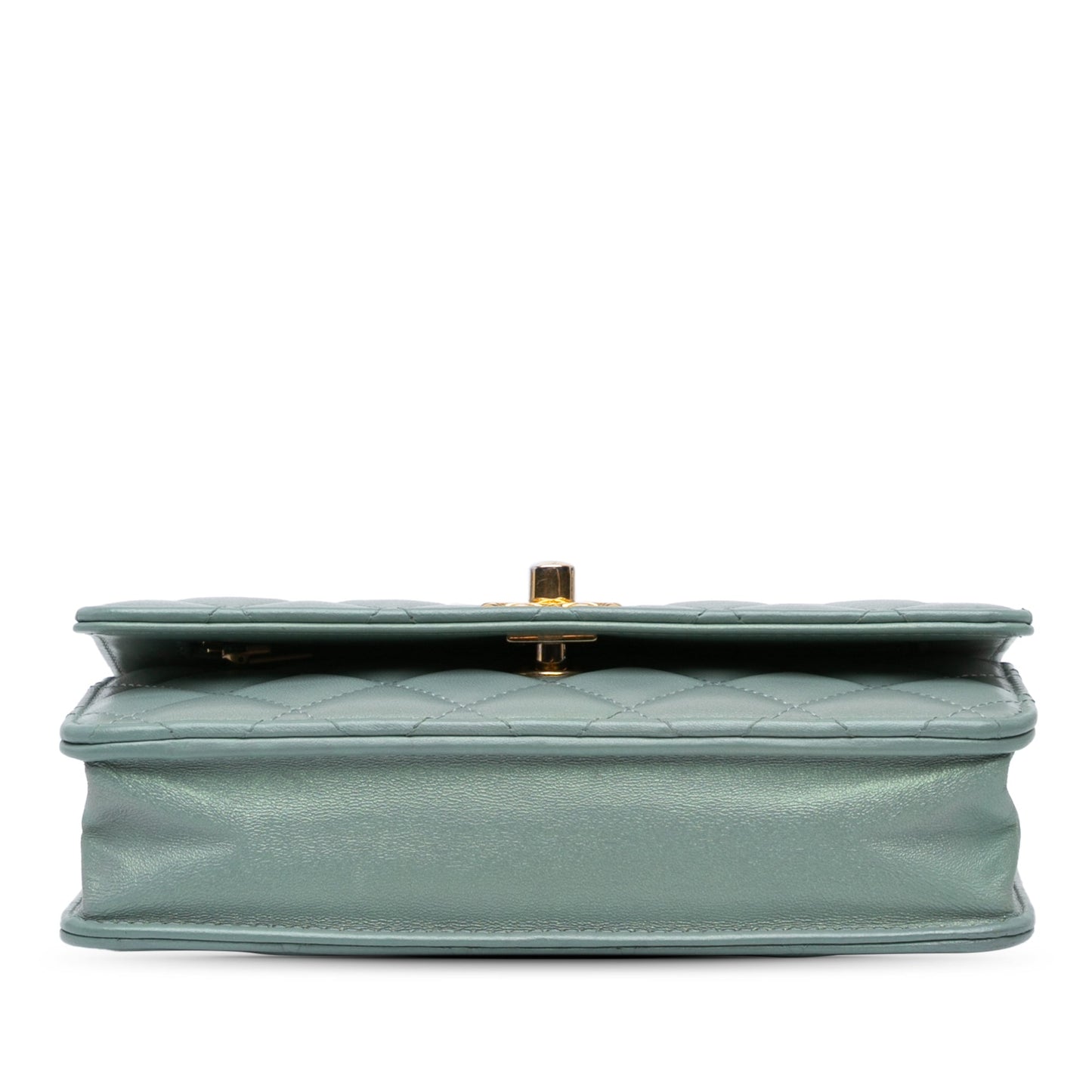 Chanel Lambskin Trendy CC Wallet On Chain Blue