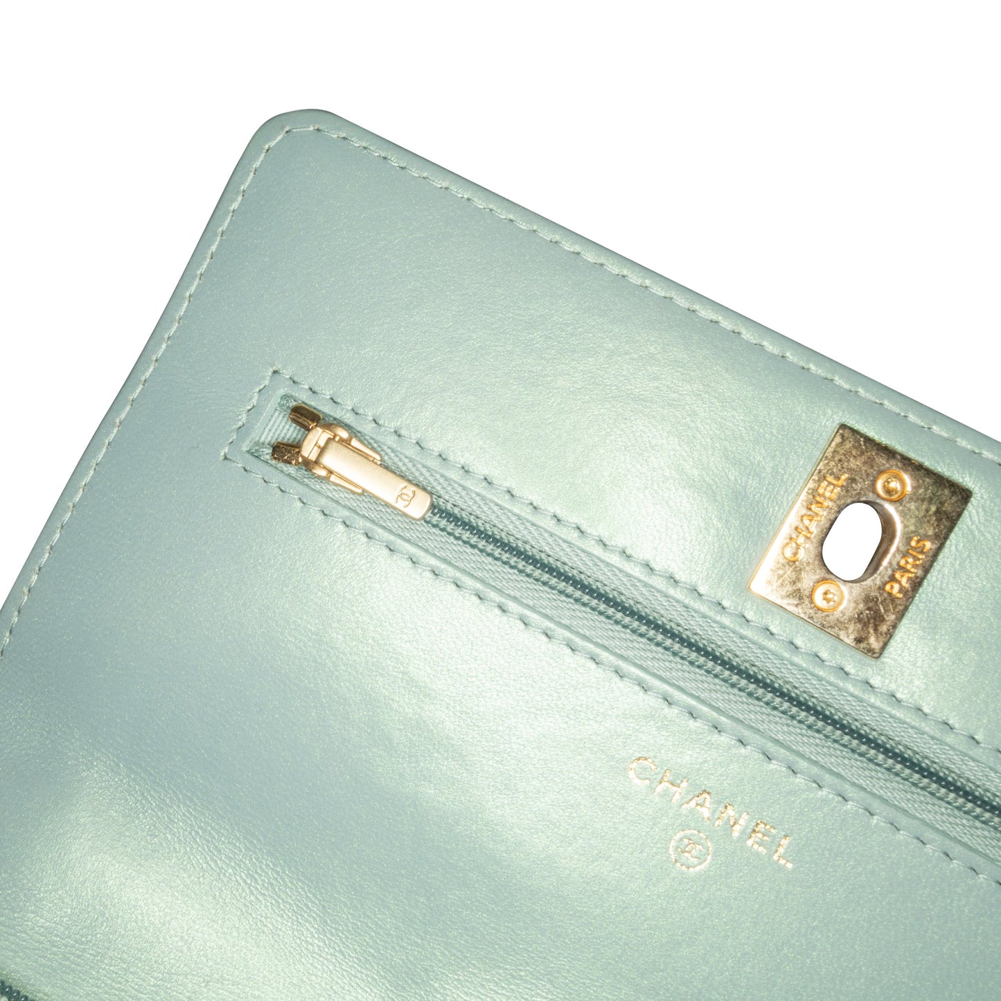 Chanel Lambskin Trendy CC Wallet On Chain Blue