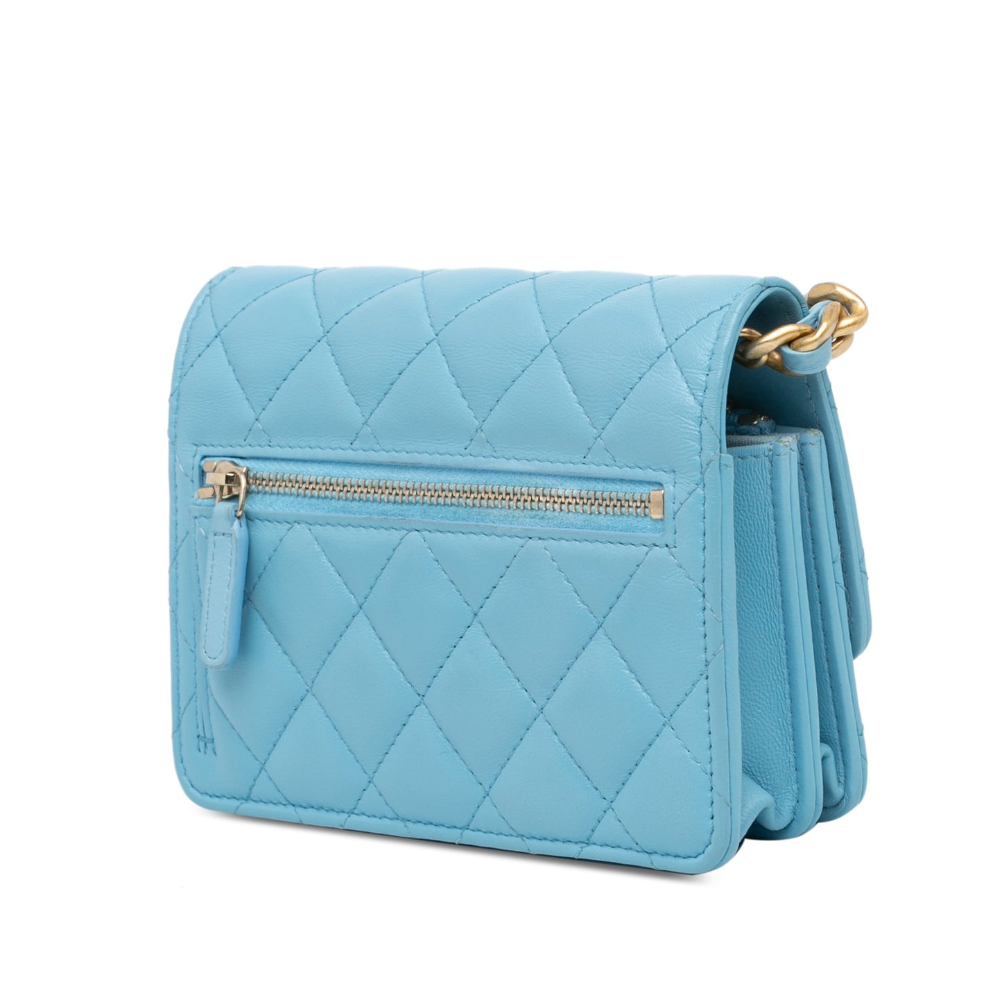 Chanel Quilted Lambskin Candy Chain Wallet Blue