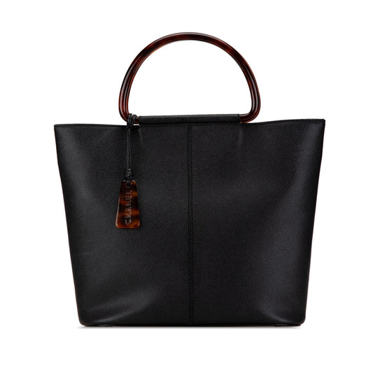 Chanel Caviar Tortoise Top Handle Tote Black