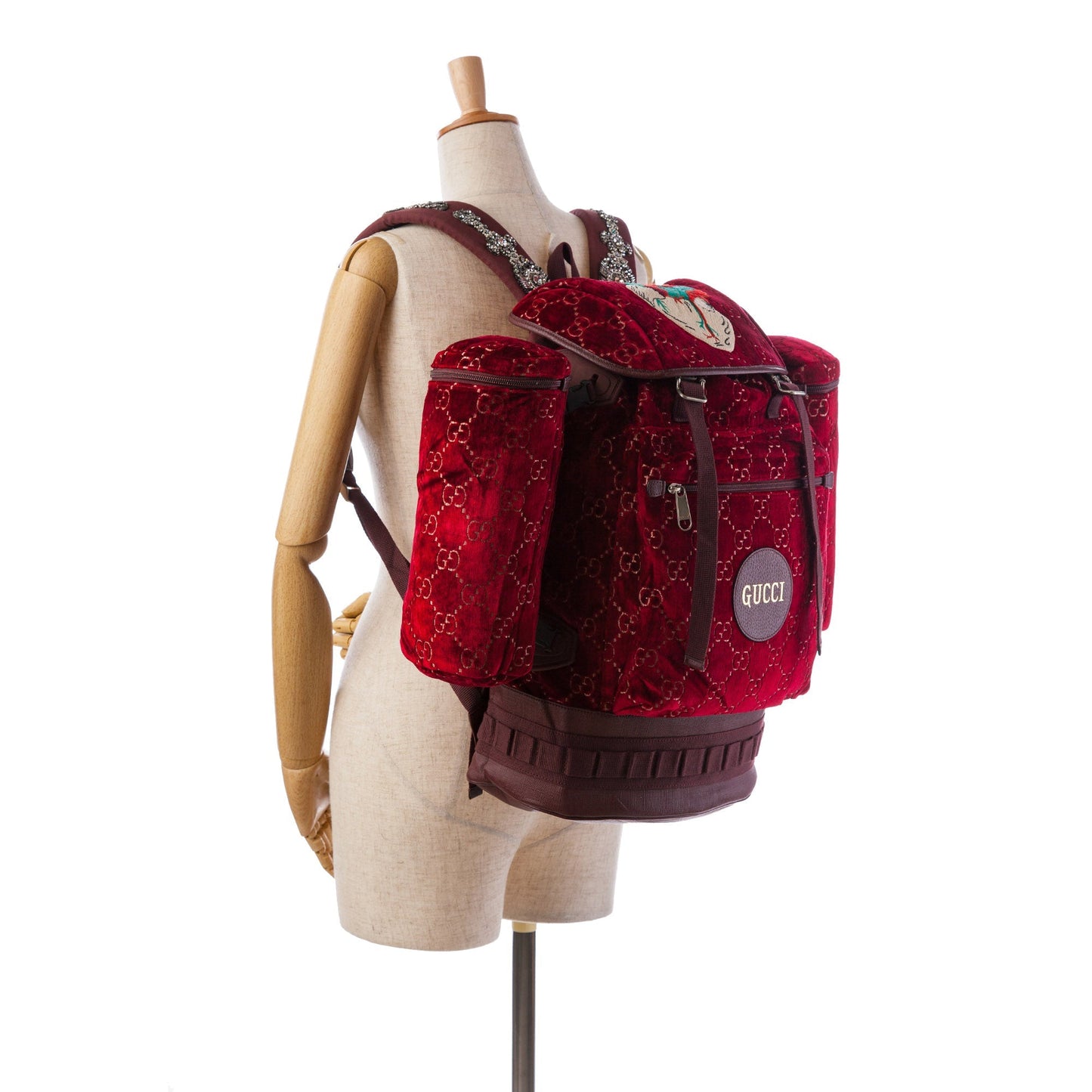 Gucci Large GG Velvet Heart Alpina Backpack Red