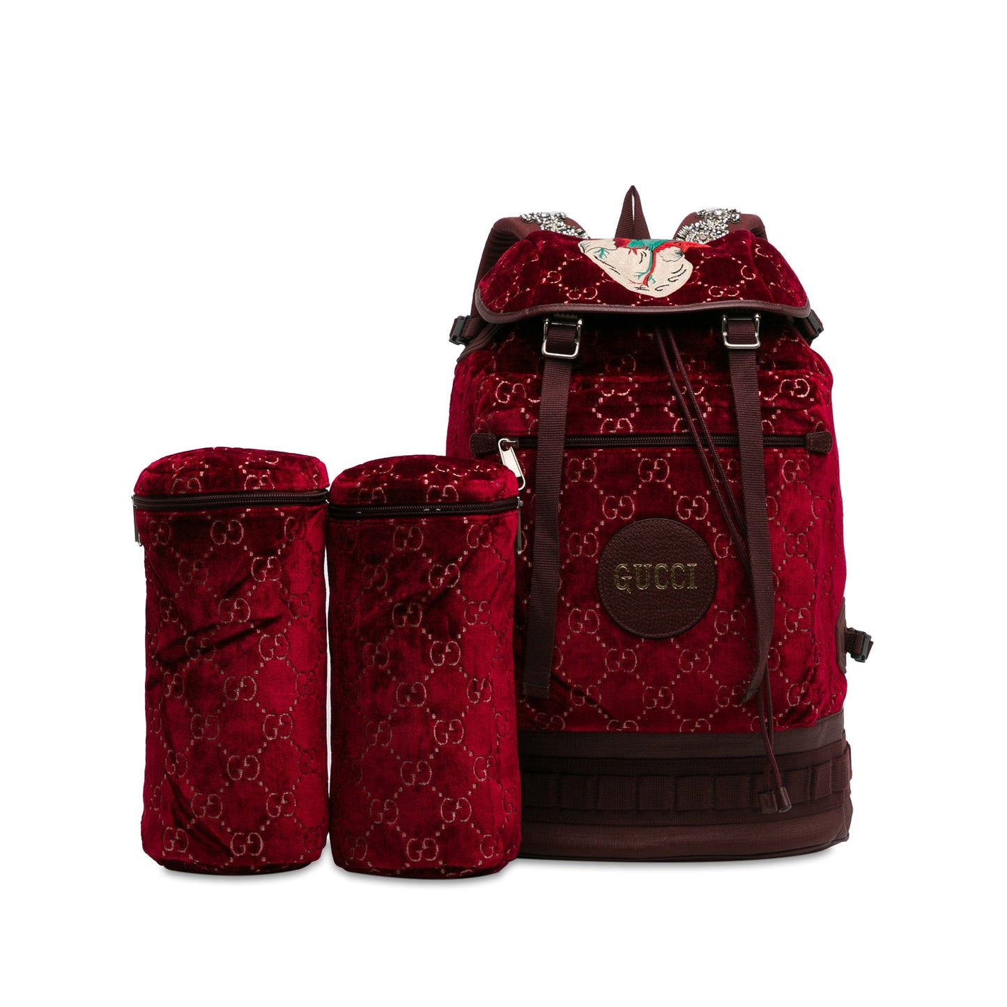 Gucci Large GG Velvet Heart Alpina Backpack Red