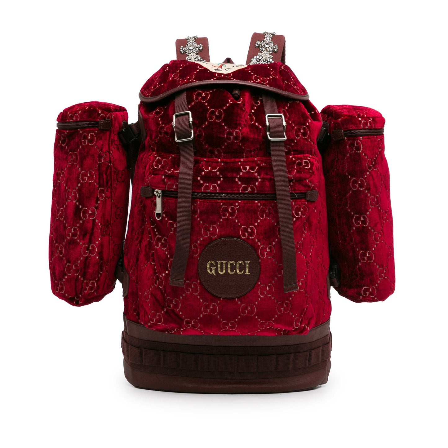 Gucci Large GG Velvet Heart Alpina Backpack Red