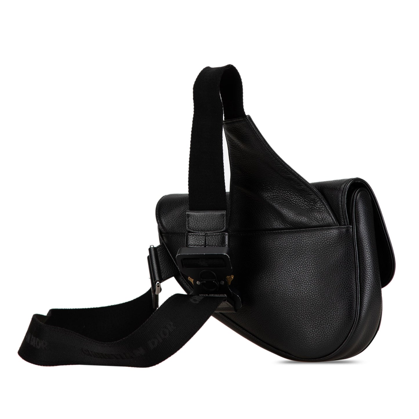 Dior Shawn Stussy Grained Calfskin Saddle Bag Black