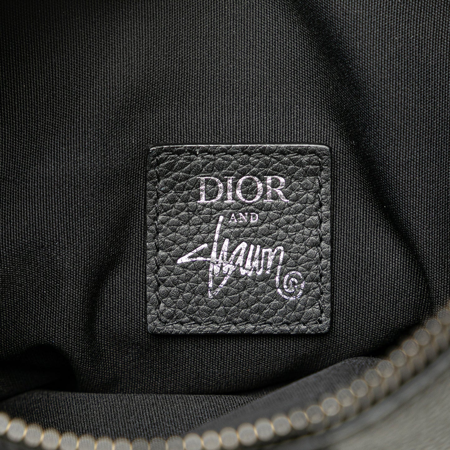 Dior Shawn Stussy Grained Calfskin Saddle Bag Black